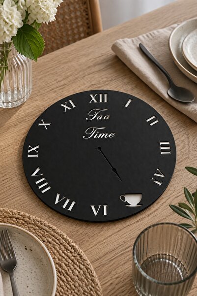 Capella Tea Time Temalı Nihale Çaydanlık Tencere Altılığı Metal Nihale Siyah