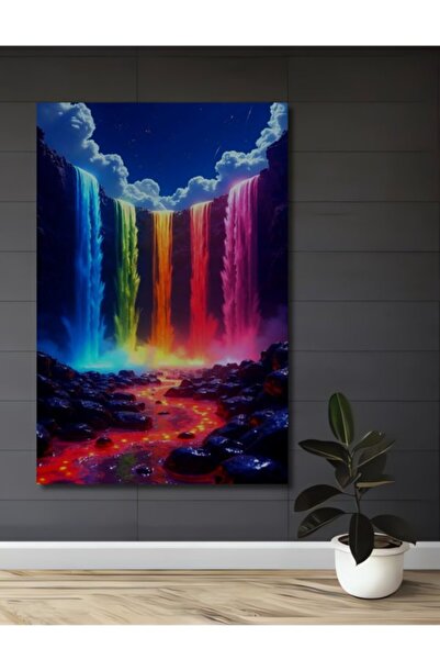 Teona Ahşap Ξύλινο διακοσμητικό τραπέζι με ελαιογραφία με σχέδιο Καταρράκτες ...