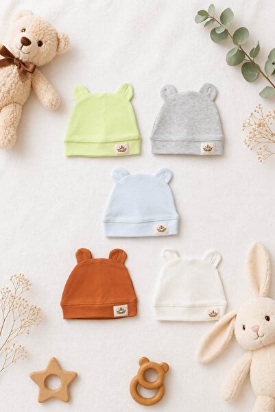 The Nest Kids Little Ears Organik Bebek Şapka Seti (5’li)