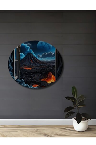 Teona Ahşap Βουλκανικό Τοπίο με Υδατογραφία, Ξύλινο Διακοσμητικό Τραπέζι για ...