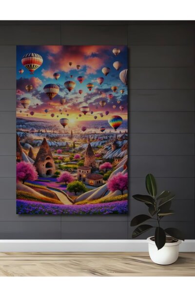 Teona Ahşap Ξύλινο διακοσμητικό τραπέζι με ελαιογραφία με μπαλόνια της Καπαδο...