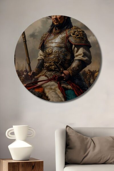 Teona Ahşap Στρογγυλό Ξύλινο Διακοσμητικό Πίνακα με Ελαιογραφία Μεγαλοπρεπή Π...