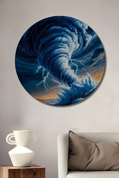 Teona Ahşap Στρογγυλό ξύλινο διακοσμητικό τραπέζι με ελαιογραφία με εμφάνιση ...