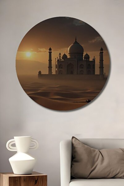 Teona Ahşap Στρογγυλό Ξύλινο Διακοσμητικό Πίνακα με Ελαιογραφία με θέμα το Τα...