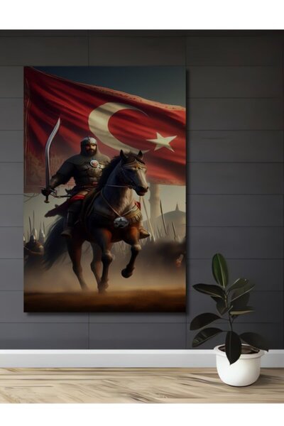 Teona Ahşap Ο Οθωμανικός Πολεμιστής σε Άλογο, Ξύλινο Διακοσμητικό Πίνακα με Ε...