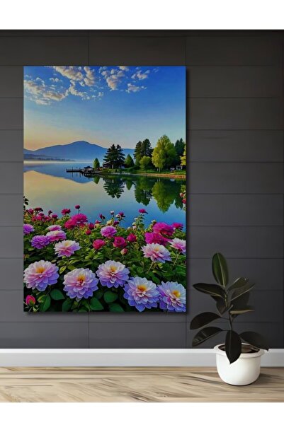 Teona Ahşap Διακοσμητικό ξύλινο τραπέζι με ελαιογραφία με πανέμορφο θέατρο κή...