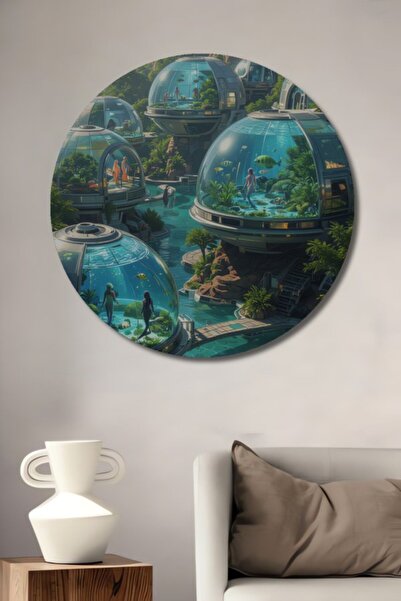 Teona Ahşap Στρογγυλές Φουτουριστικές Σφαίρες Ενυδρείου Ξύλινη Διακοσμητική Ε...