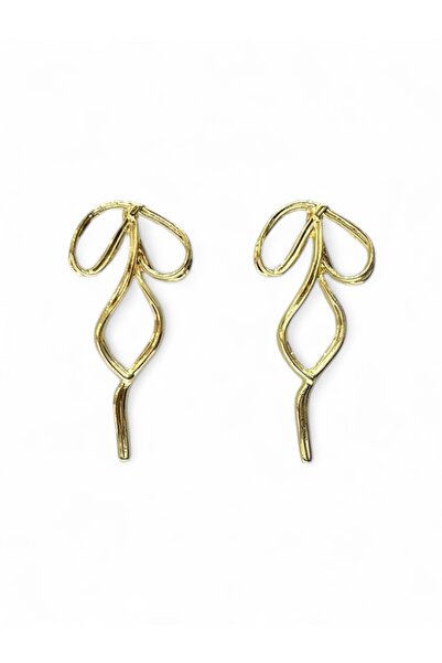 stravis Gold Color Bow Earrings