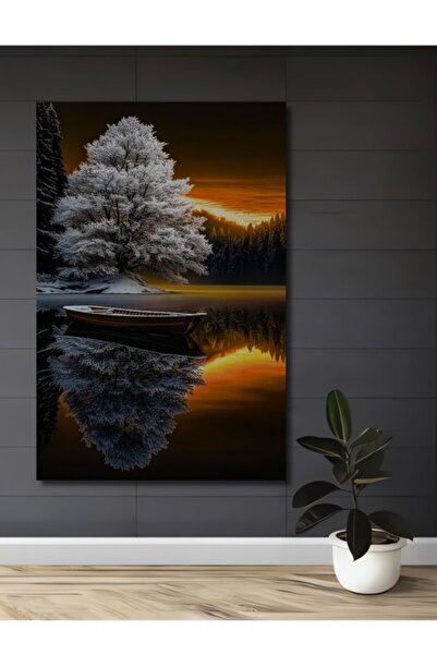 Teona Ahşap Χειμερινός ηλιόλουστος καμβάς με αντανακλάσεις του ήλιου, Ξύλινο ...