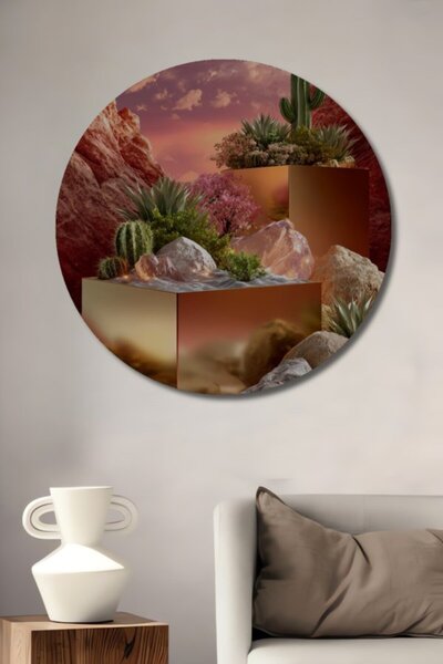 Teona Ahşap Στρογγυλό Ξύλινο Διακοσμητικό Πίνακα Μινιμαλιστικής Αφηρημένης Τέ...