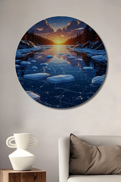 Teona Ahşap Στρογγυλό ξύλινο διακοσμητικό τραπέζι με εμπνευσμένη από τον παγω...