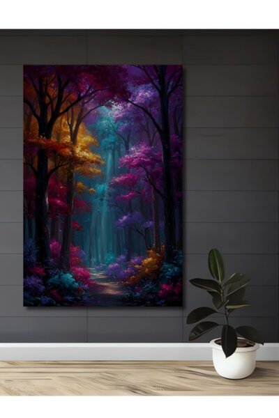 Teona Ahşap Μαγικό Δάσος με Ελαιογραφία, Ξύλινο Διακοσμητικό Τραπέζι για Σπίτ...