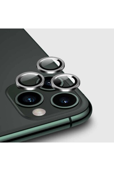 PiyasaSepeti Apple iPhone 11 Pro Max Metal Frame Camera Protection Lens Silver
