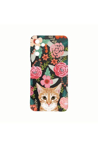 bestcase Θήκη Σιλικόνης, Συμβατή με Samsung Galaxy A04s, Γάτα και Λουλούδια, ...