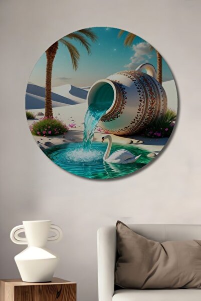 Teona Ahşap Στρογγυλό Ξύλινο Διακοσμητικό Τραπέζι με θέμα το Whisper of Art, ...