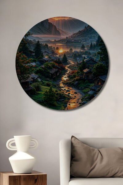 Teona Ahşap Στρογγυλό, πανέμορφο, διακοσμητικό ξύλινο τραπέζι με θέα σε χωριό...