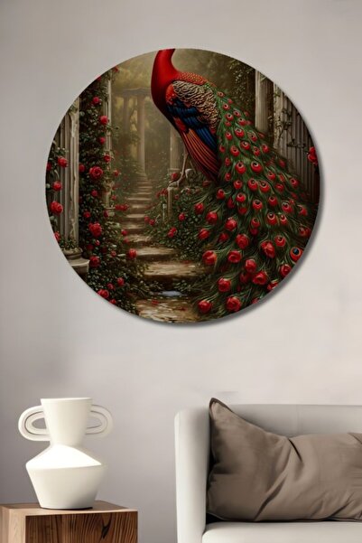 Teona Ahşap Στρογγυλό, πανέμορφο ξύλινο διακοσμητικό τραπέζι με ακουαρέλα με ...