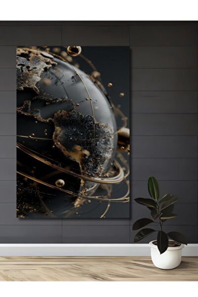 Teona Ahşap Χρυσός Λαμπερός Σφαιρικός Φουτουριστικός Ξύλινος Διακοσμητικός Πί...