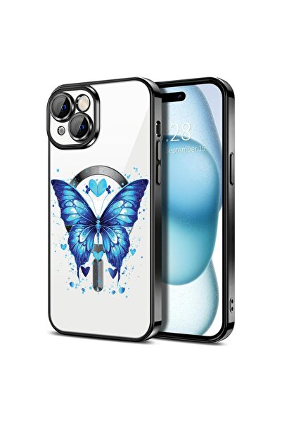 bestcase Husa Luxury MagSafe, Compatibila Apple iPhone 15 Plus, Fluture albas...