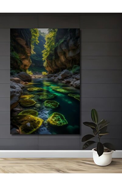 Teona Ahşap Η Μαγεία του Πράσινου: Ξύλινο Διακοσμητικό Τραπέζι με Ελαιογραφία...