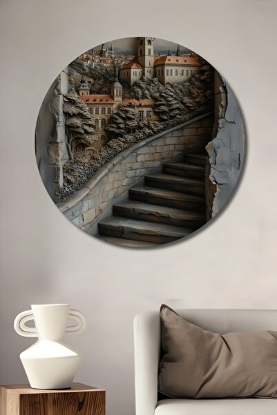 Teona Ahşap Στρογγυλό Κάστρο της Πράγας με θέα σε πέτρινες σκάλες, ρεαλιστικό...