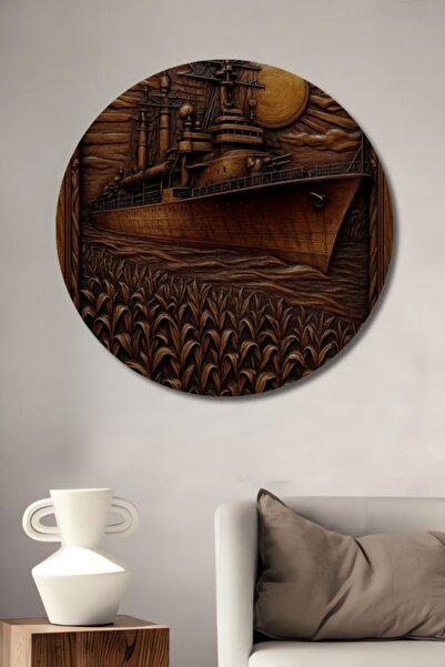 Teona Ahşap Στρογγυλό Ξύλινο Διακοσμητικό Τραπέζι με θέμα το Μεγάλο Πολεμικό ...