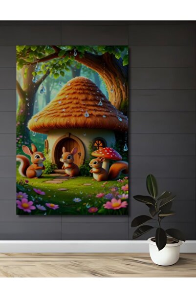 Teona Ahşap Χαριτωμένο Ξύλινο Διακοσμητικό Τραπέζι με θέμα το Σπίτι στο Δάσος...