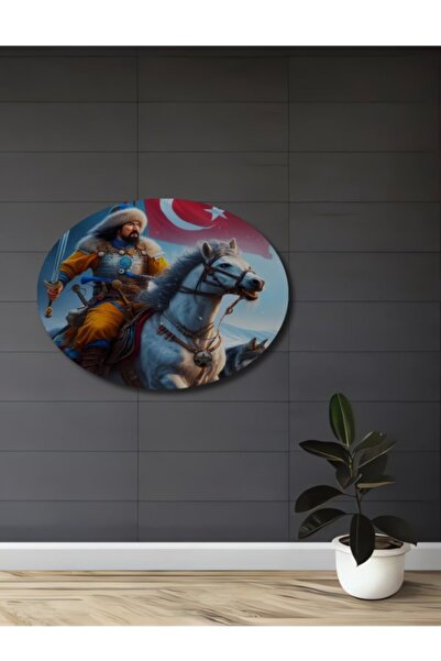 Teona Ahşap Μεγαλοπρεπής Τούρκος Πολεμιστής με Άλογο και Νερό, Ξύλινο Διακοσμ...