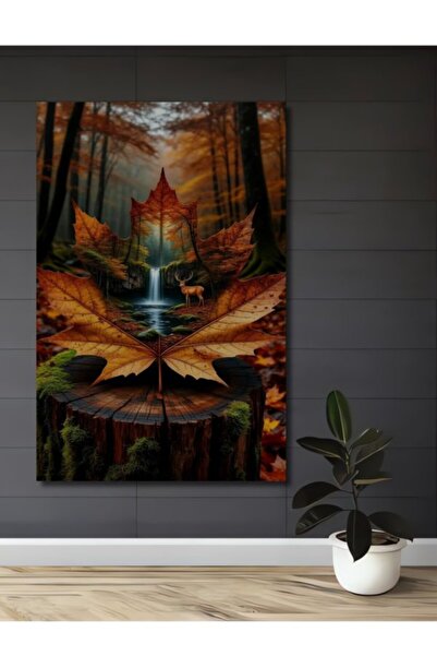 Teona Ahşap Μαγικό Δάσος του Φθινοπώρου, Καταρράκτης με Ελάφια, Ξύλινο Διακοσ...