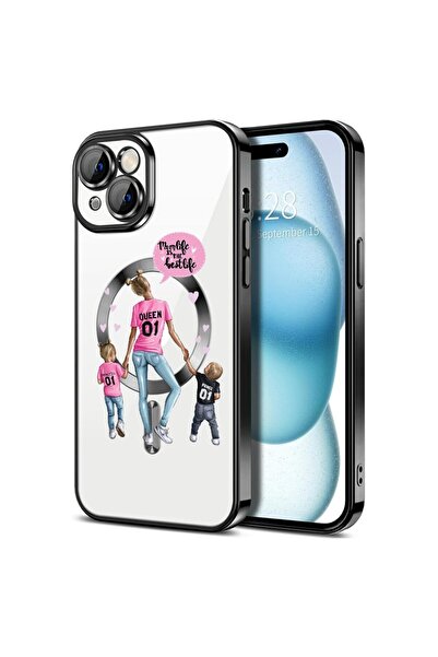 bestcase Husa Luxury MagSafe, Compatibila Apple iPhone 14, Mama cu doi copii ...