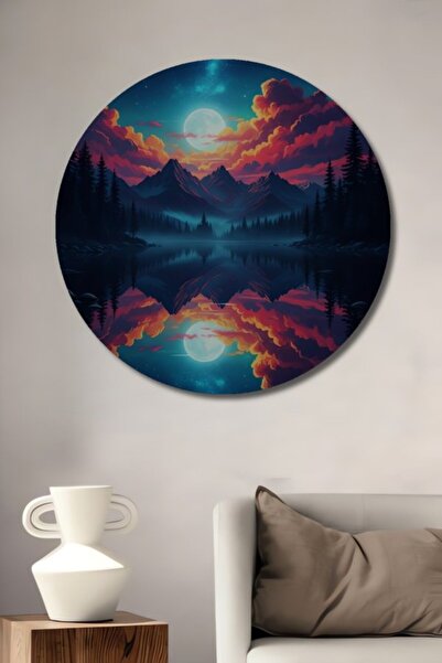 Teona Ahşap Στρογγυλό Υπέροχο Σκηνικό Σελήνης Ψηφιακή Εκτύπωση Ξύλινο Διακοσμ...