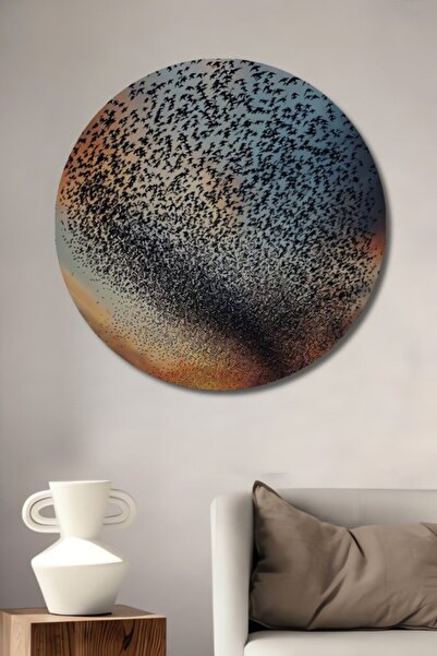 Teona Ahşap Ξύλινο διακοσμητικό τραπέζι με ελαιογραφία που απεικονίζει το ηλι...