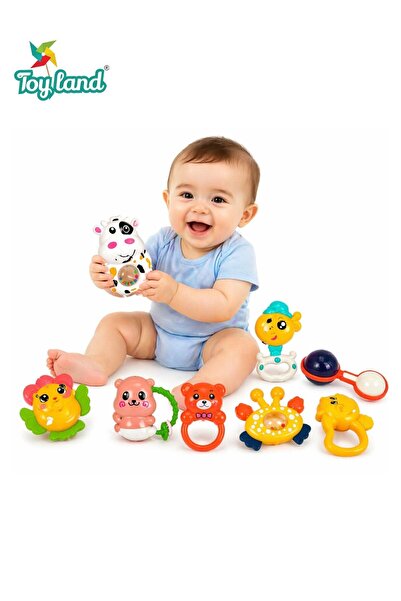 TOY LAND مجموعة ألعاب خشخيشات للأطفال الرضع، 8 قطع من الألعاب الحسية التنموية...