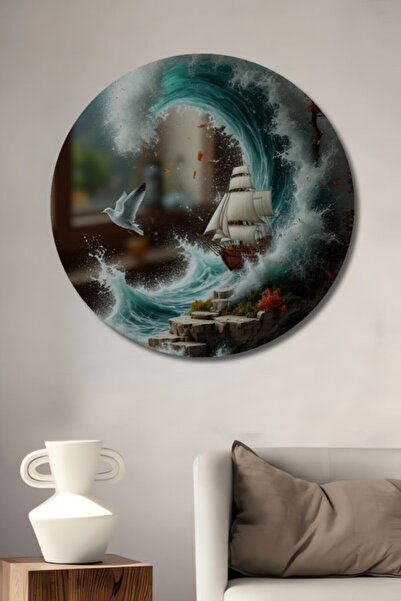 Teona Ahşap Στρογγυλό Δραματικό Ξύλινο Διακοσμητικό Τραπέζι Θαλάσσιας Ταξίδια...