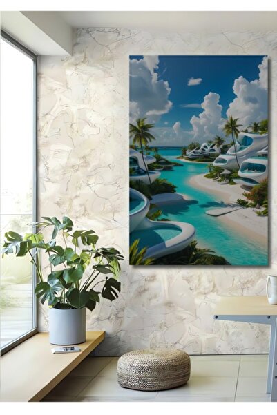 Teona Ahşap Φουτουριστικό Νησιωτικό Παράδεισο Μοντέρνας Τέχνης Ξύλινο Διακοσμ...