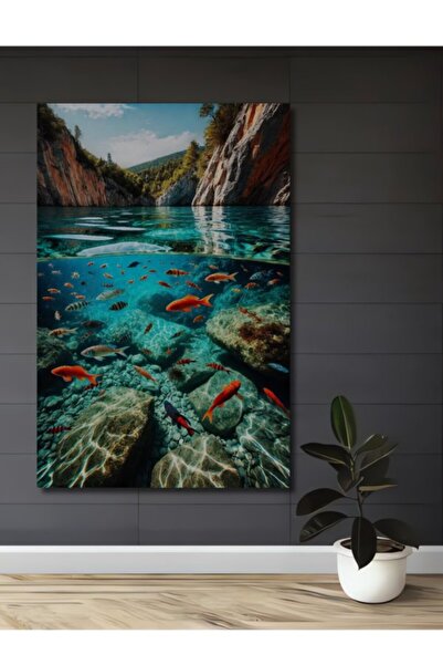 Teona Ahşap Διακοσμητικός Ξύλινος Πίνακας με Εφέ Ελαιογραφίας  "Berrak Underw...