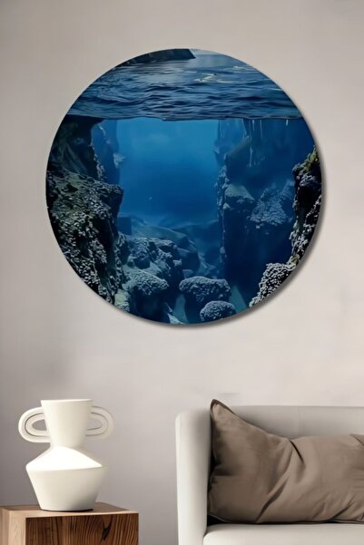 Teona Ahşap Στρογγυλό Ξύλινο Διακοσμητικό Πίνακα με Ελαιογραφία με θέμα τα Μυ...