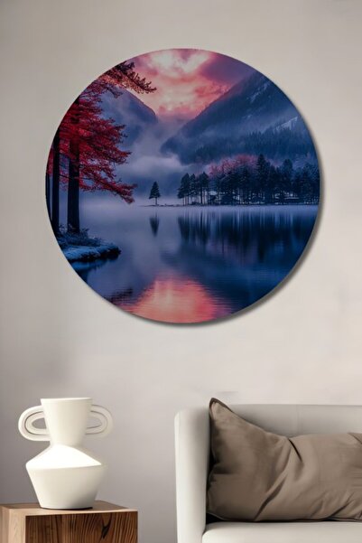 Teona Ahşap Στρογγυλό, πανέμορφο ξύλινο διακοσμητικό τραπέζι με σκηνικό ηλιοβ...