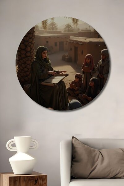 Teona Ahşap Στρογγυλή Παραδοσιακή Σκηνή Διδασκαλίας με Ελαιογραφία και Ξύλινη...