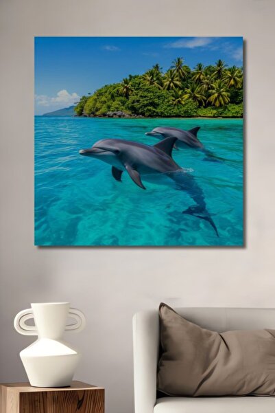 Teona Ahşap Εκτύπωση σε Ξύλινο Διακοσμητικό Πίνακα «Ο Χορός των Δελφινιών» γι...