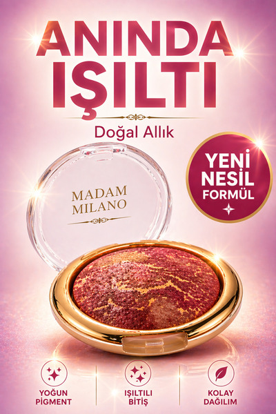 Sudedi Home Doğal Işıltı Terracotta Allık 3 Ton Tek Ürün Şeftali Pembe Işıltı...