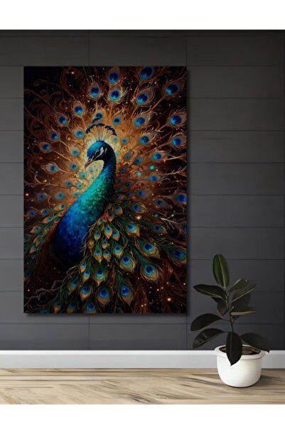 Teona Ahşap Μεγαλοπρεπής ελαιογραφία με παγώνια, με όψη μοντέρνας τέχνης, ξύλ...