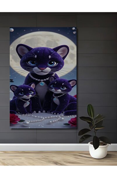 Teona Ahşap Μαγική Οικογένεια Γάτας Λαμπερό Ξύλινο Διακοσμητικό Τραπέζι για τ...