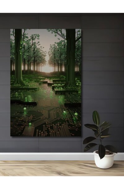 Teona Ahşap Ψηφιακό Ξύλινο Διακοσμητικό Τραπέζι με Σκηνικό Δάσους για Σπίτι, ...