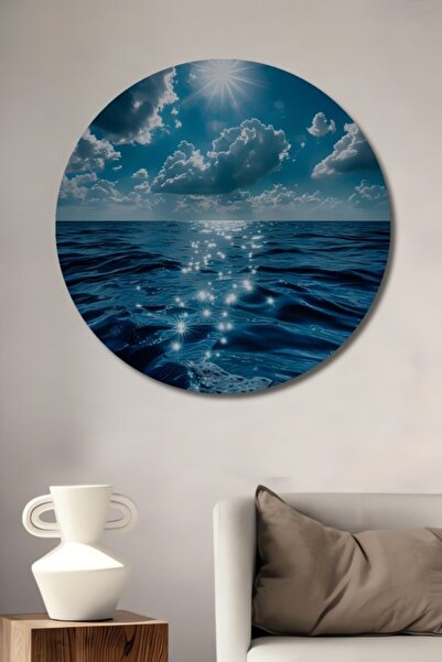 Teona Ahşap Στρογγυλό Ξύλινο Διακοσμητικό Τραπέζι με Λαμπερό Χορό του Ήλιου γ...