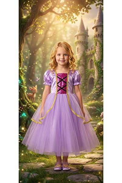 BONİTA Girl's Rapunzel Costume - Girl's Rapunzel Party Dress