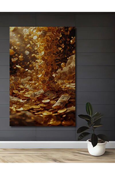 Teona Ahşap Golden Rain Digital Printing Ξύλινο Διακοσμητικό Πίνακας για Σπίτ...