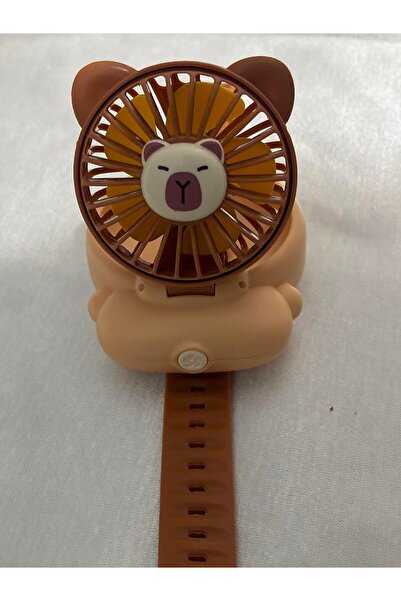 GNR Capybara figürlü saat model kordonlu şarjlı el fanı / vantilatör