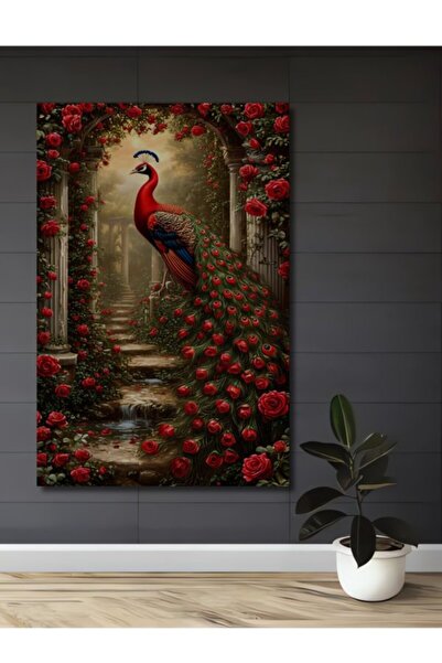 Teona Ahşap Υπέροχο ξύλινο διακοσμητικό τραπέζι με εφέ ακουαρέλας με παγώνια ...