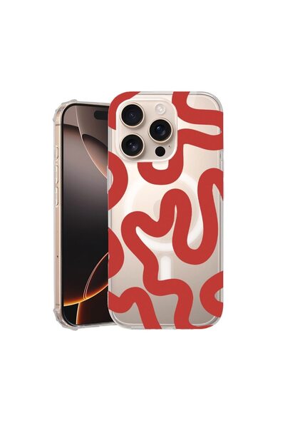 bestcase Θήκη για Apple iPhone 16 Pro, MagSafe Αντικραδασμική, Κόκκινη Αφηρημ...